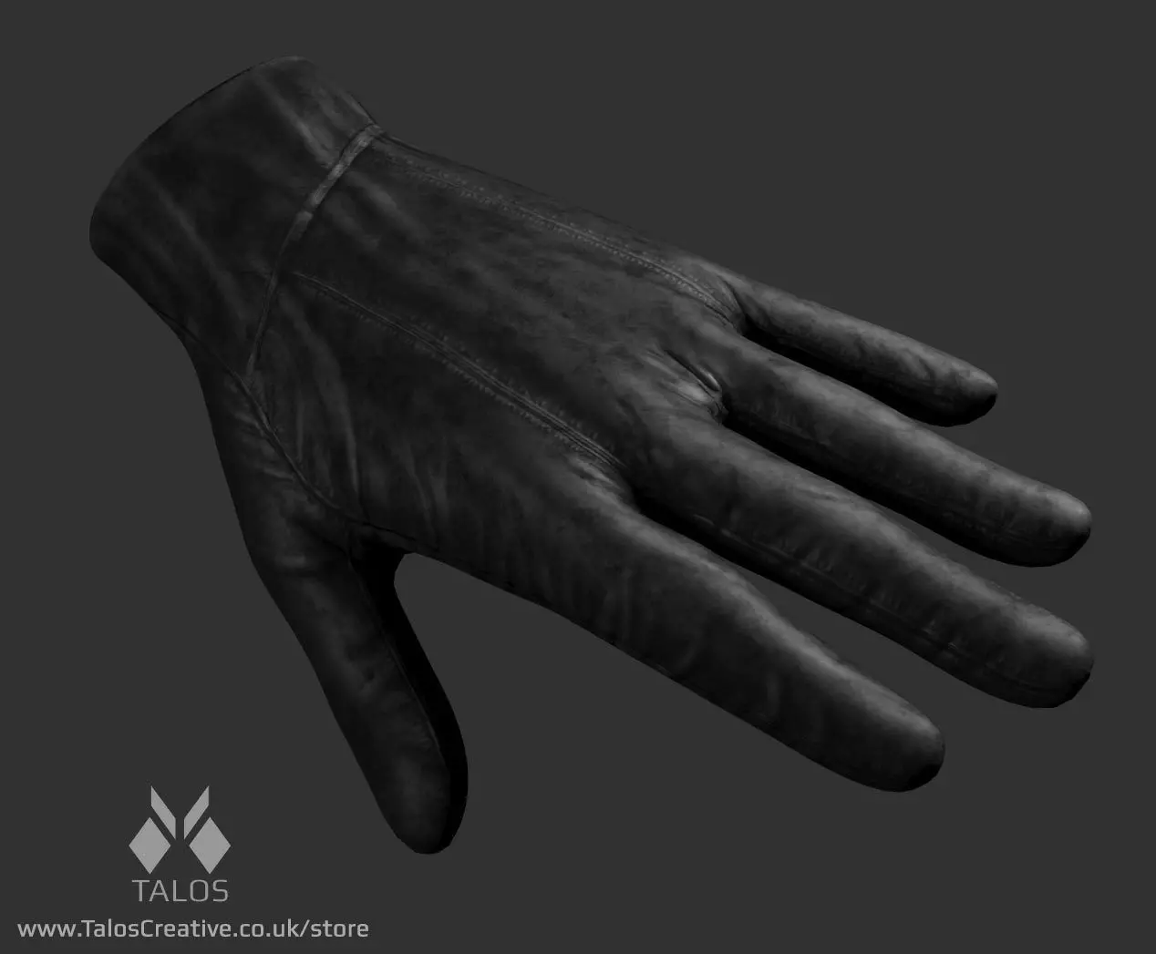 Leather Glove with High and Low Poly Files Low-poly 3D model_0