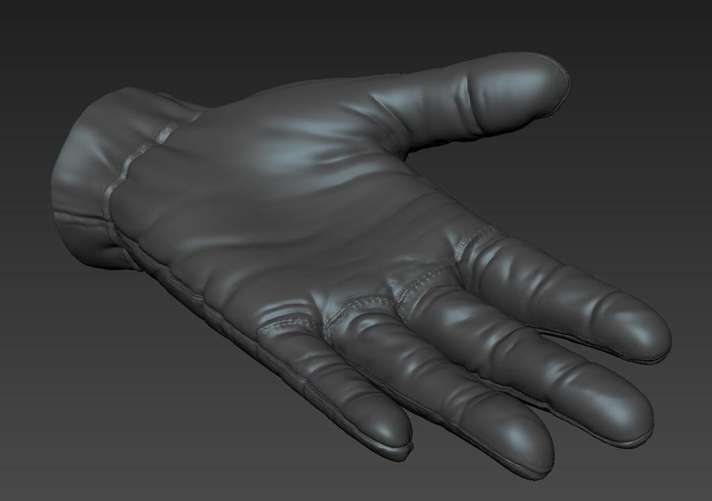 Leather Glove with High and Low Poly Files Low-poly 3D model_3