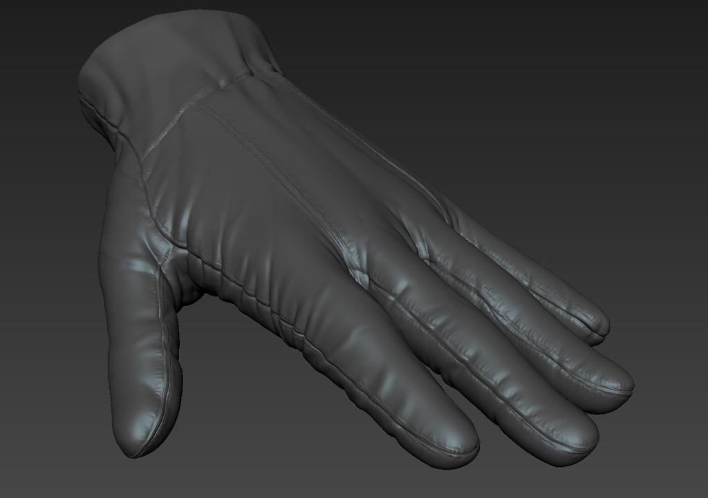 Leather Glove with High and Low Poly Files Low-poly 3D model_4