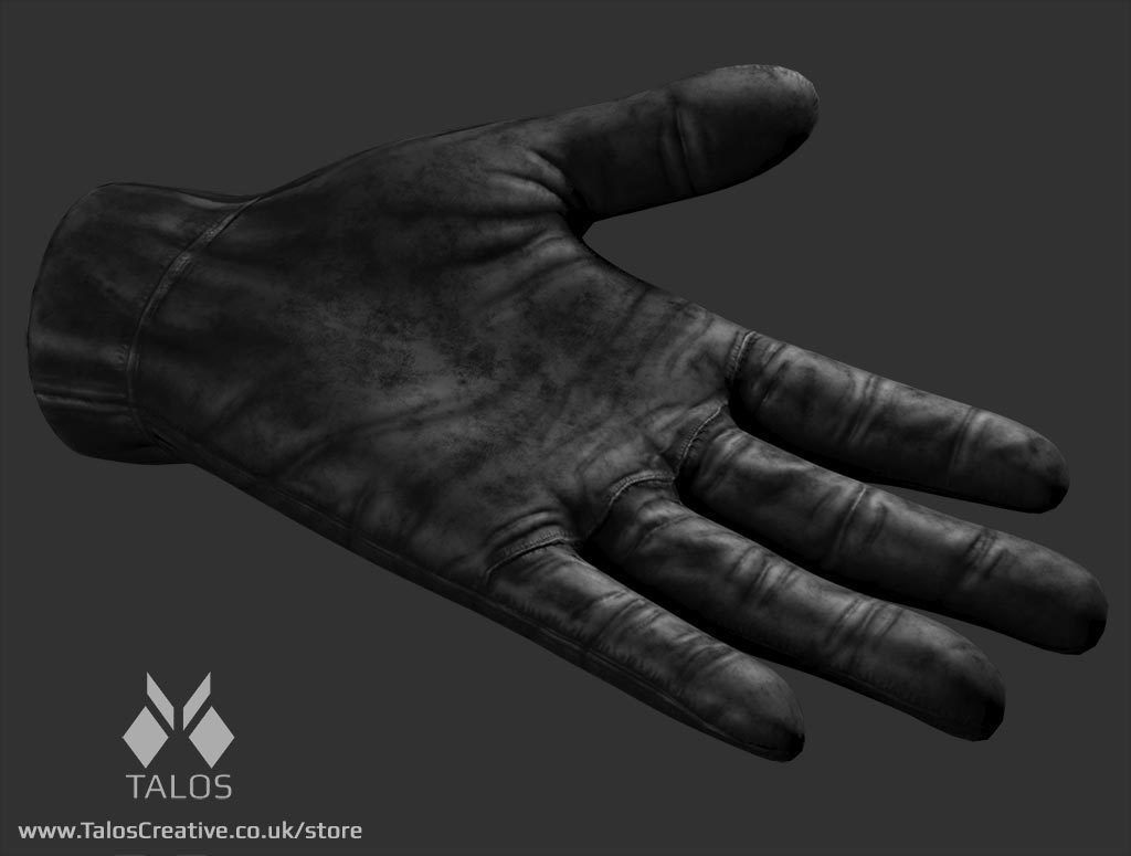 Leather Glove with High and Low Poly Files Low-poly 3D model_1