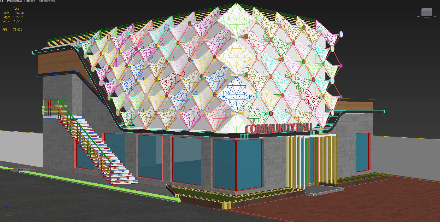 community hall 3D model_4