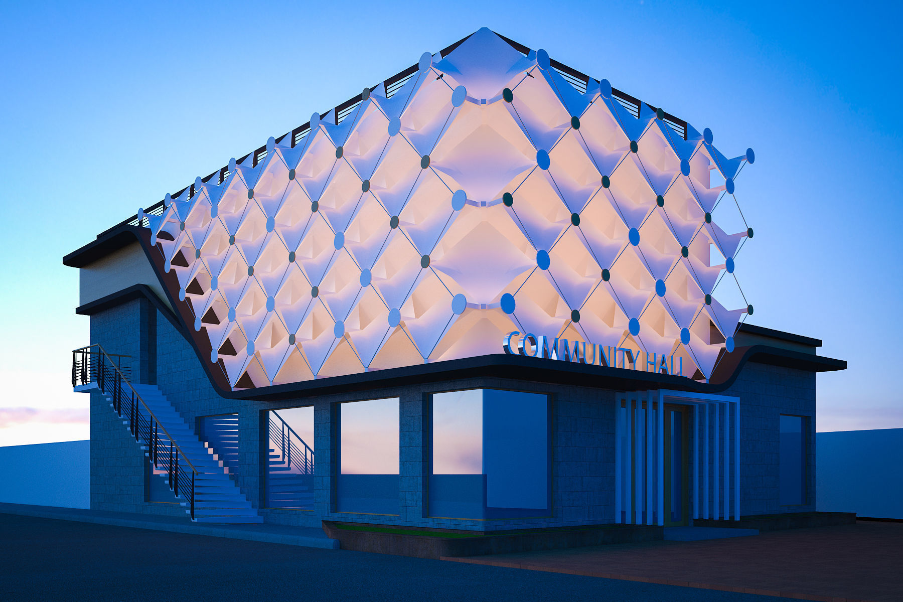 community hall 3D model_2