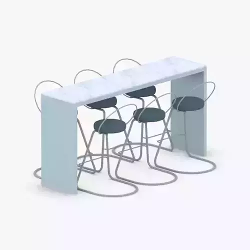 0750 - Table and Chairs Set Low-poly 3D model
