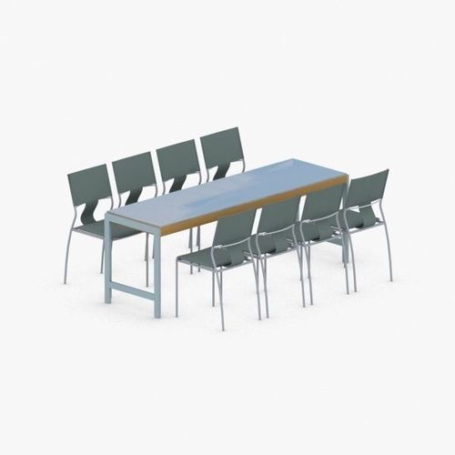 3D model 0755 - Table and Chairs Set VR / AR / low-poly | CGTrader
