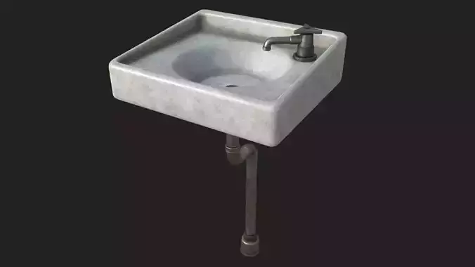 Old Sink PBR Low-poly 3D model