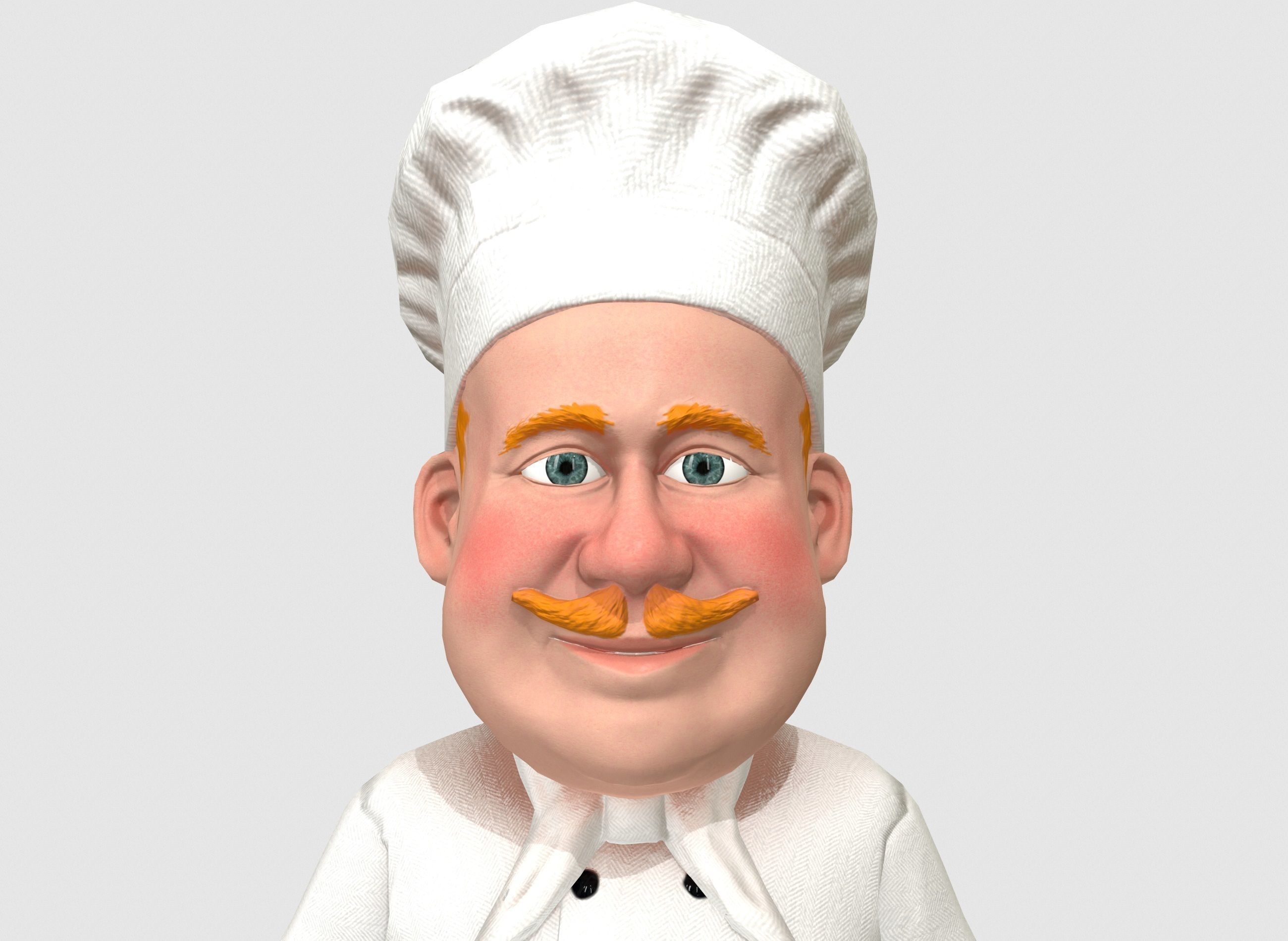 Chef caricature  Low-poly 3D model_4