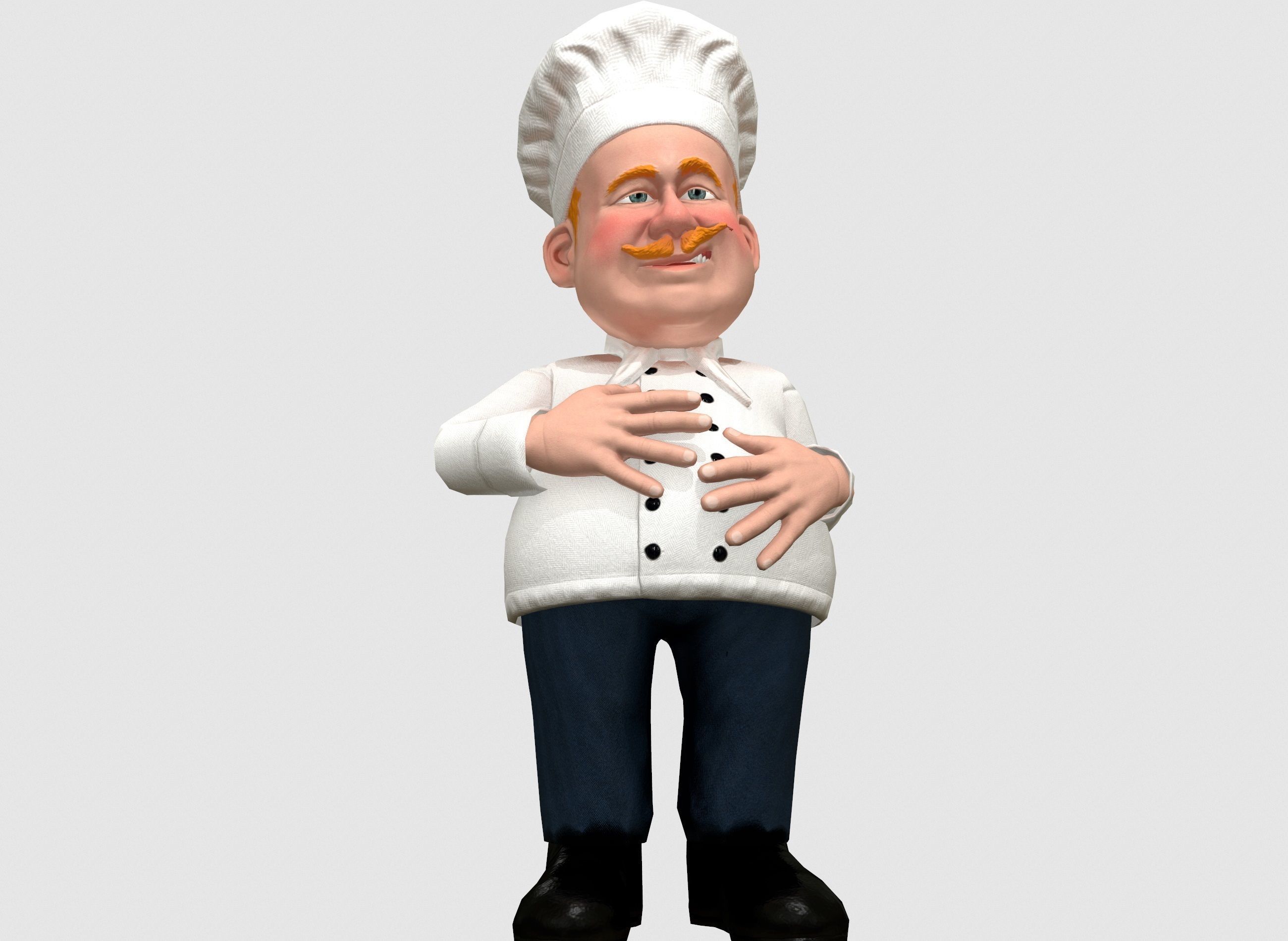 Chef caricature  Low-poly 3D model_7