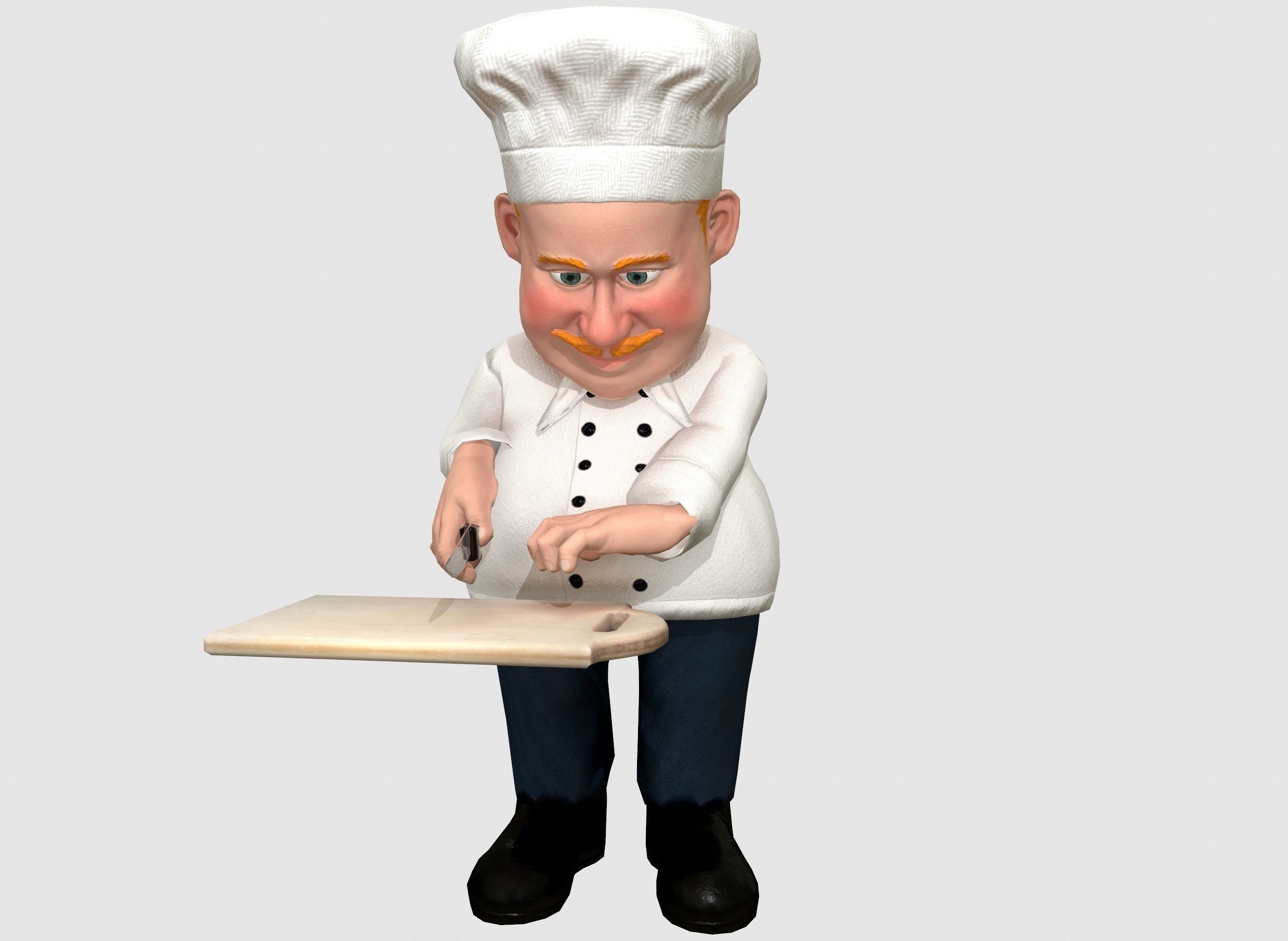Chef caricature  Low-poly 3D model_10