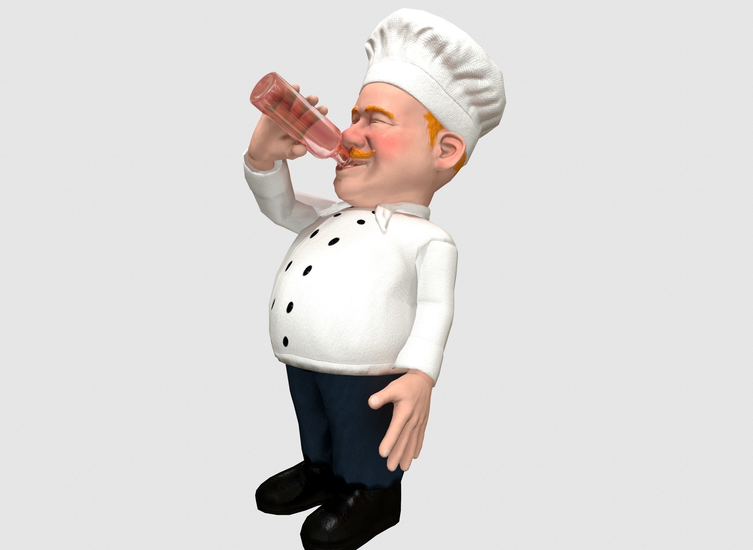 Chef caricature  Low-poly 3D model_12
