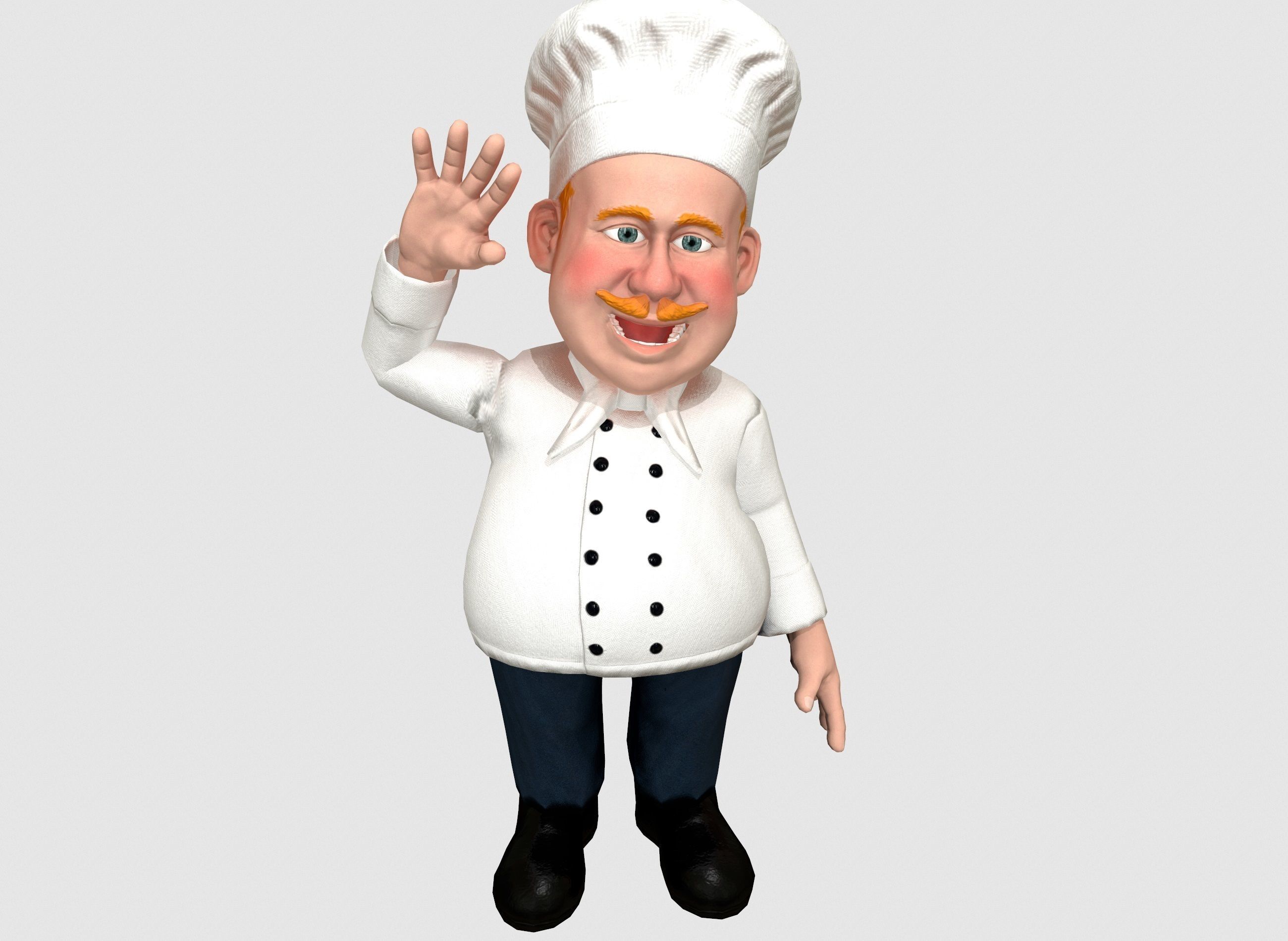 Chef caricature  Low-poly 3D model_8