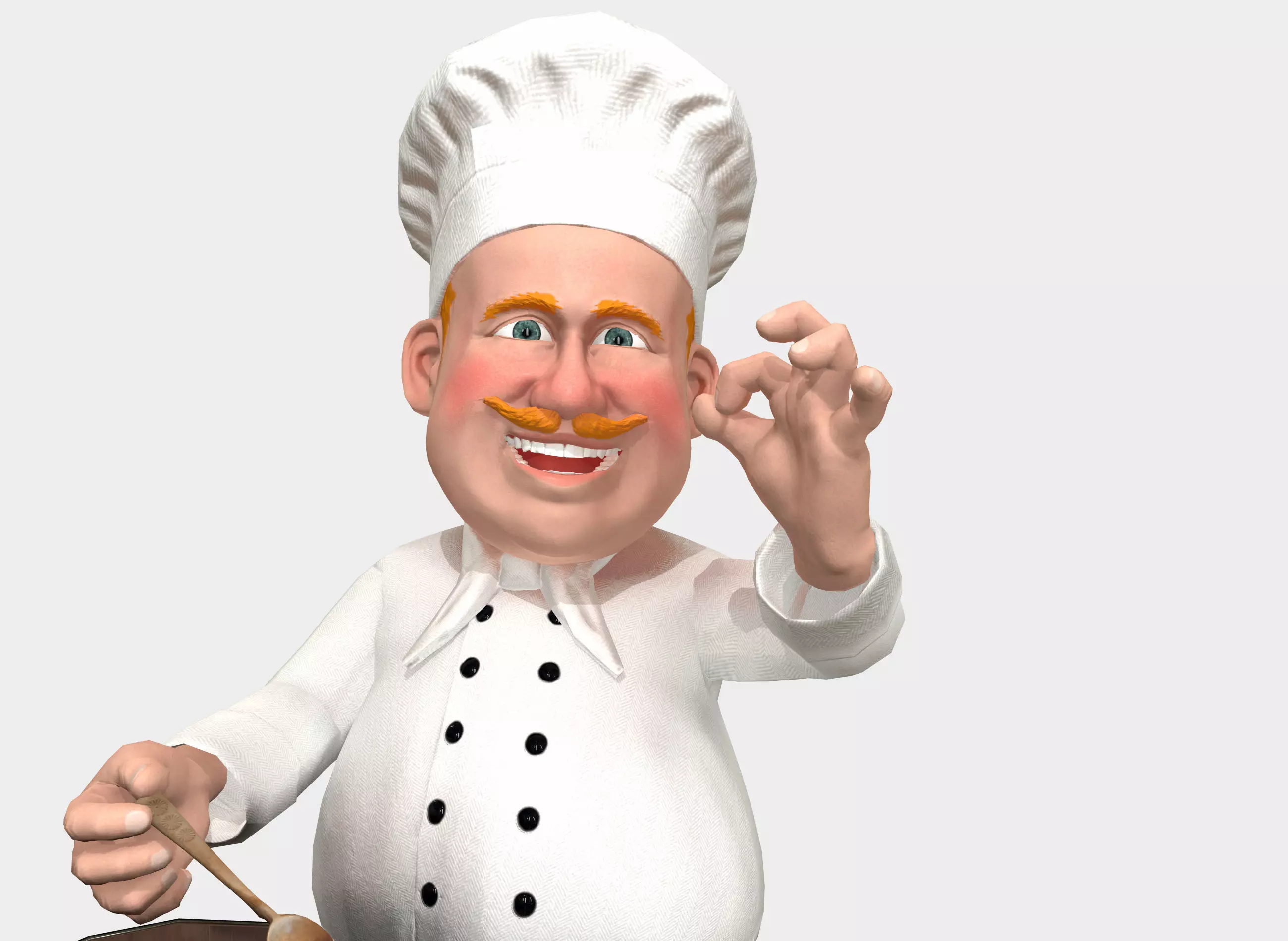 Chef caricature  Low-poly 3D model_0