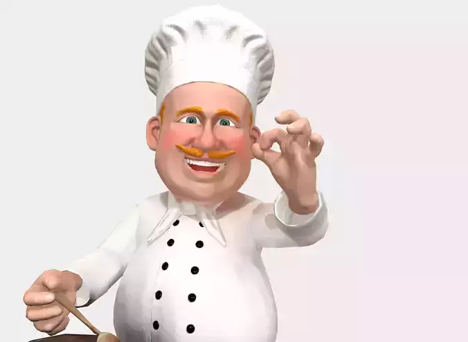 Chef caricature  Low-poly 3D model