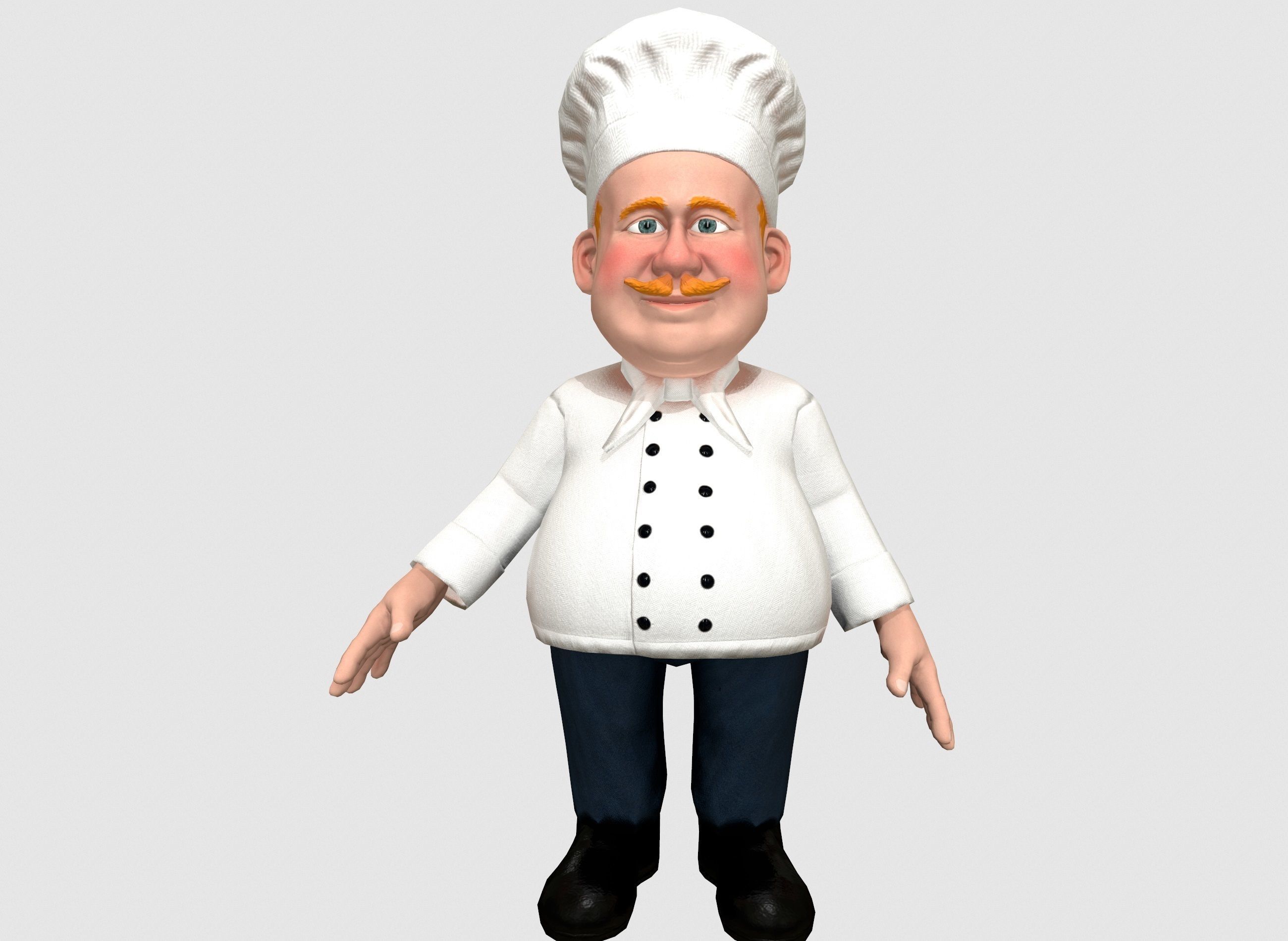 Chef caricature  Low-poly 3D model_2
