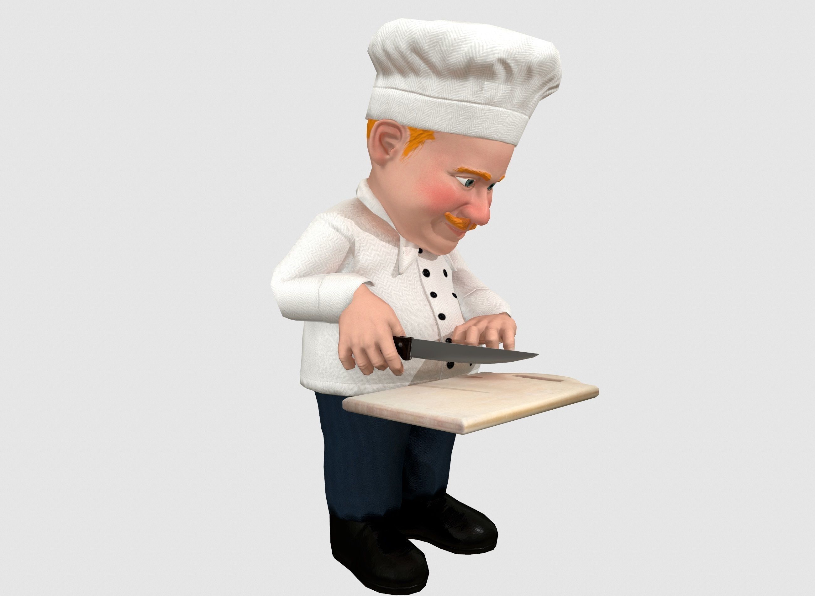 Chef caricature  Low-poly 3D model_14