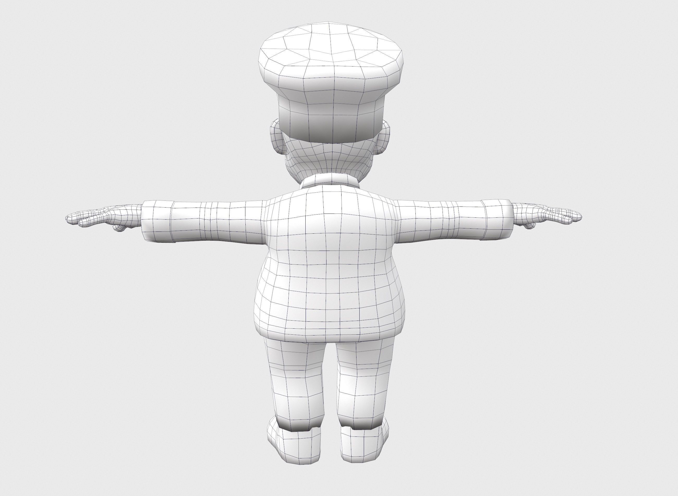 Chef caricature  Low-poly 3D model_17