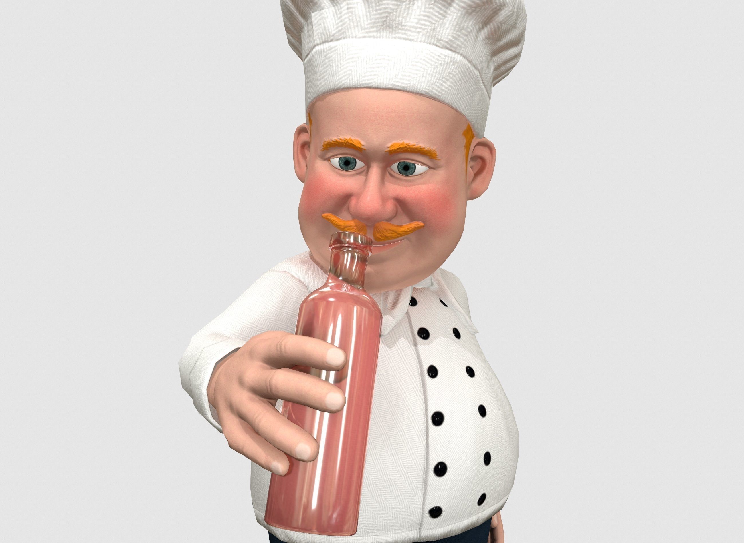 Chef caricature  Low-poly 3D model_13