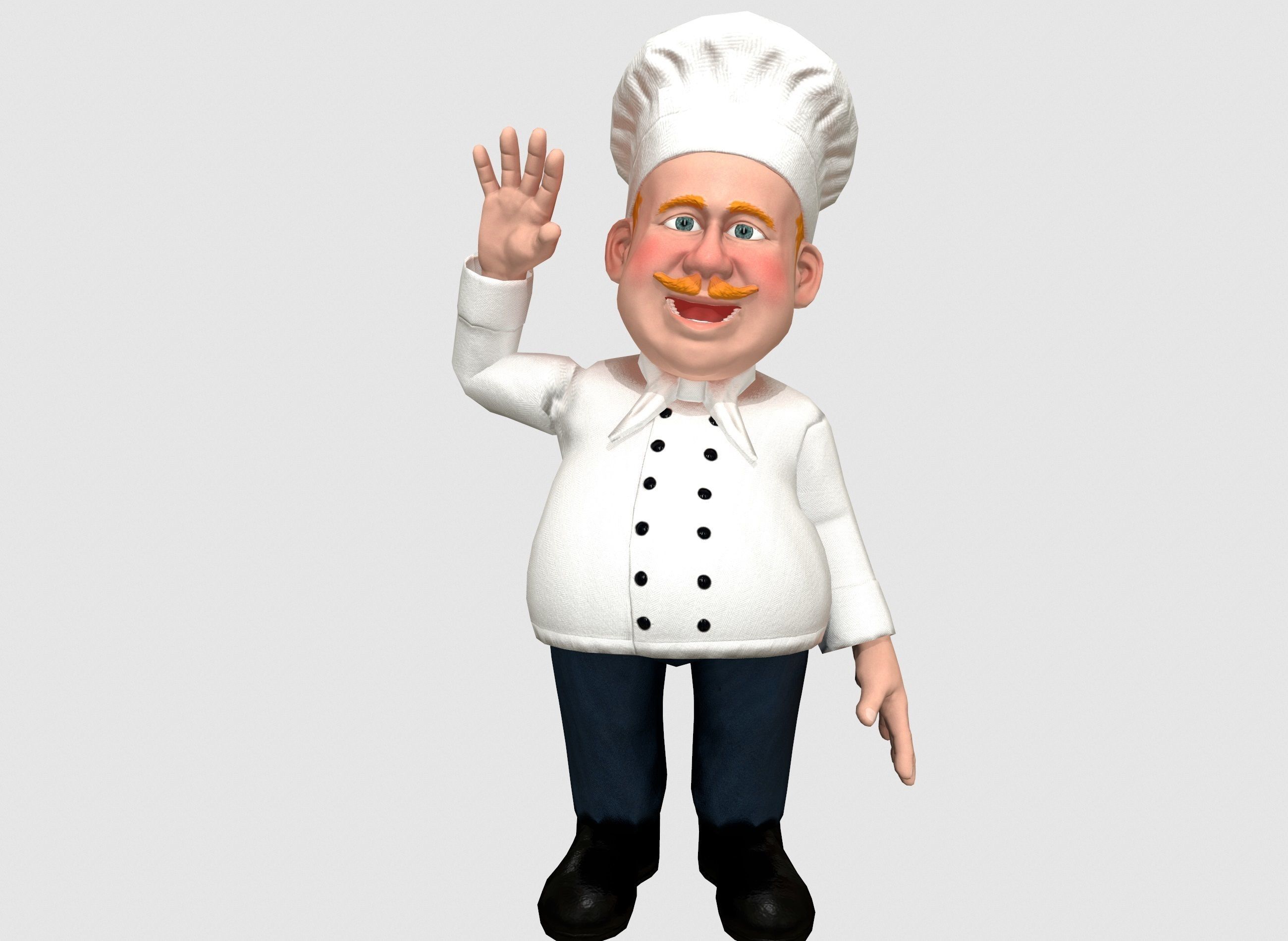 Chef caricature  Low-poly 3D model_6