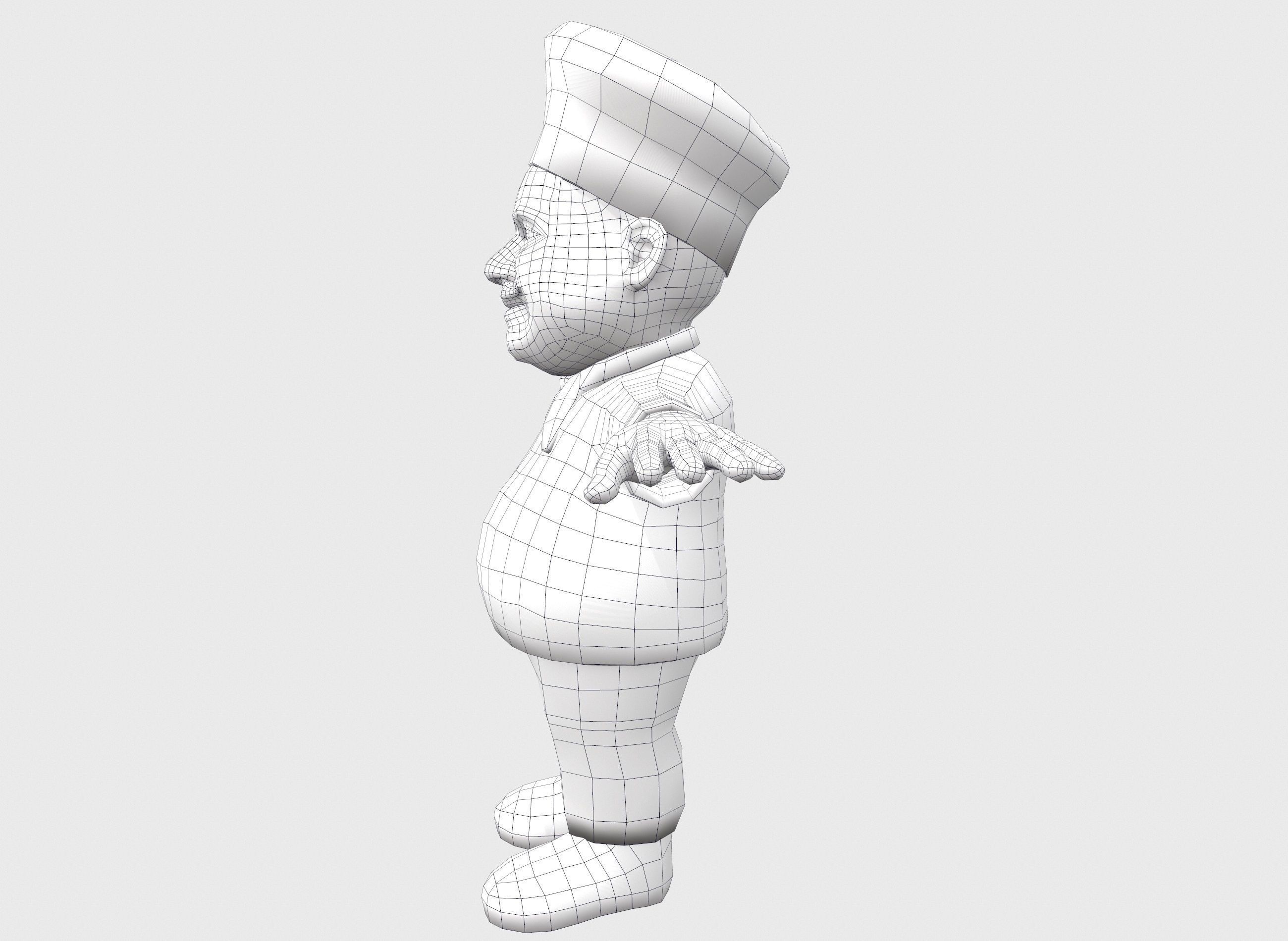 Chef caricature  Low-poly 3D model_16