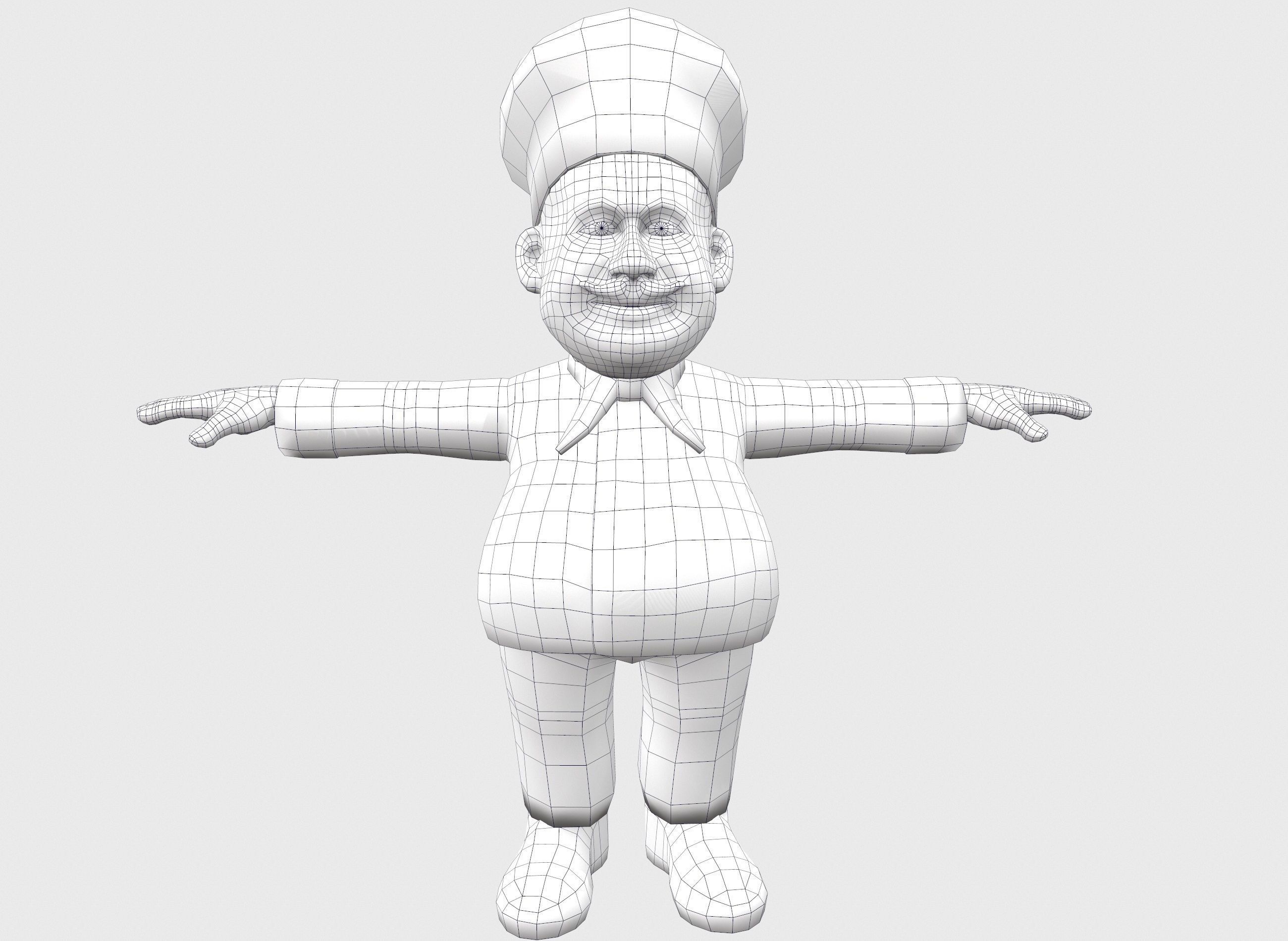 Chef caricature  Low-poly 3D model_15