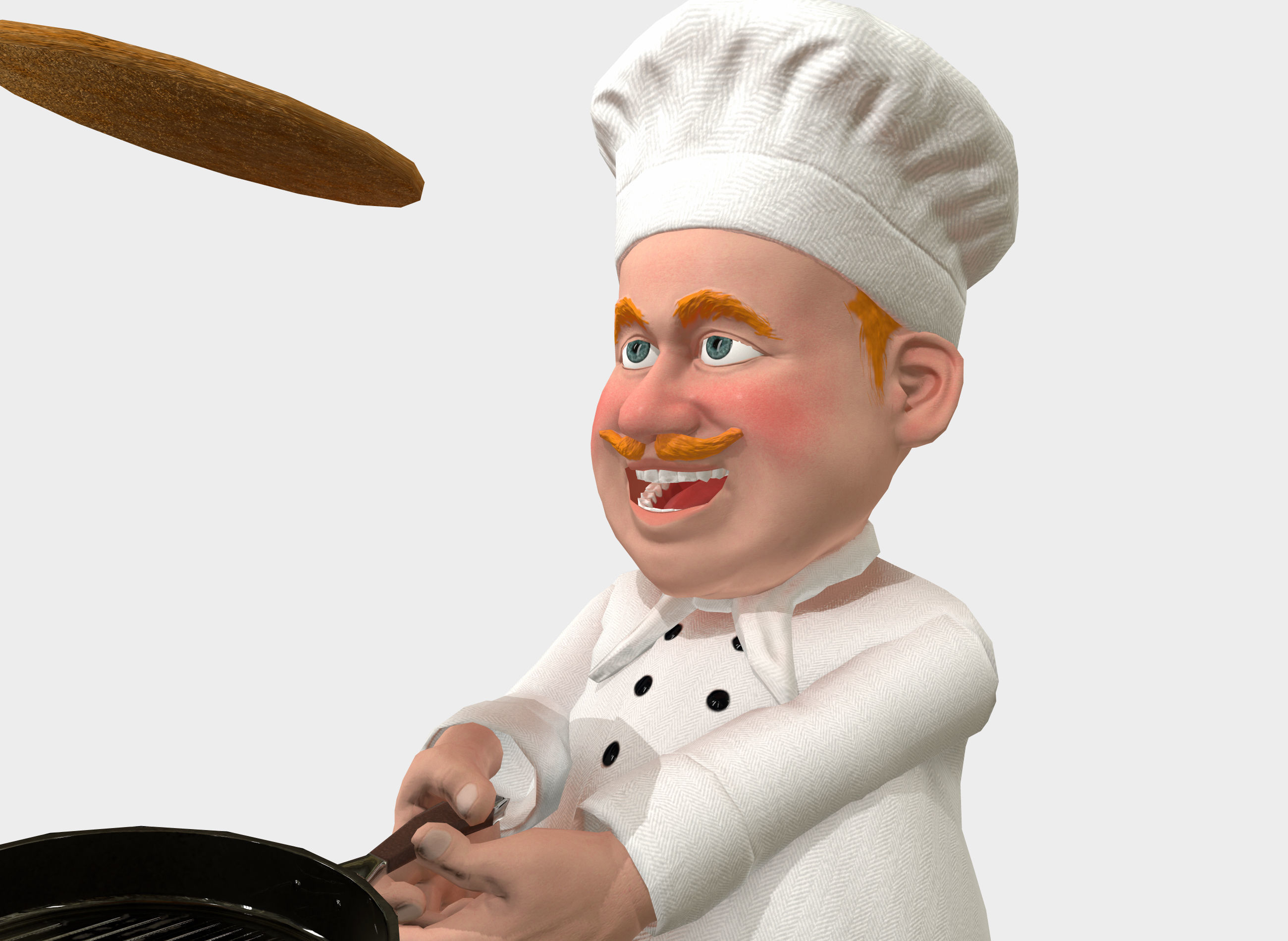 Chef caricature  Low-poly 3D model_5