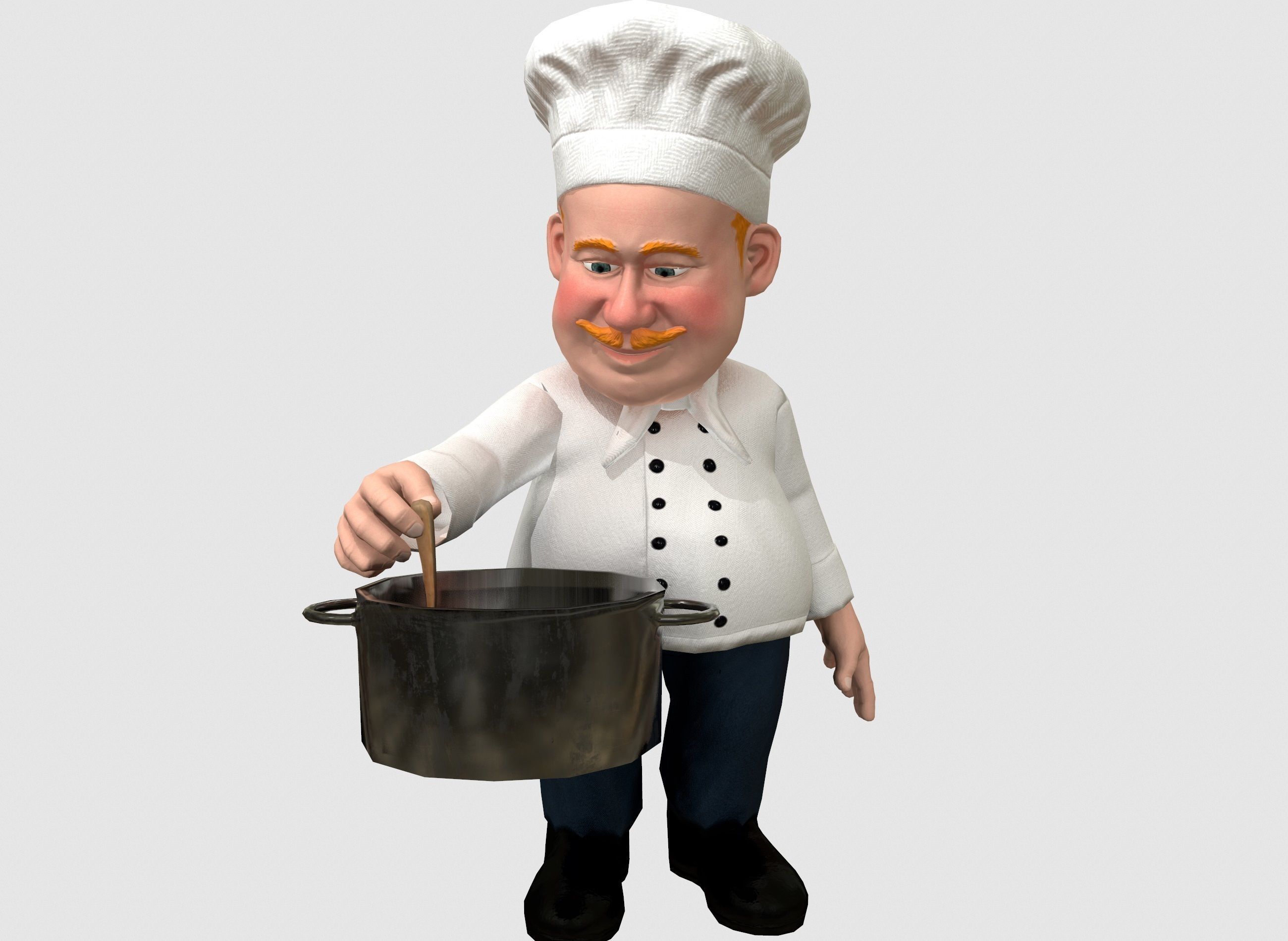 Chef caricature  Low-poly 3D model_11