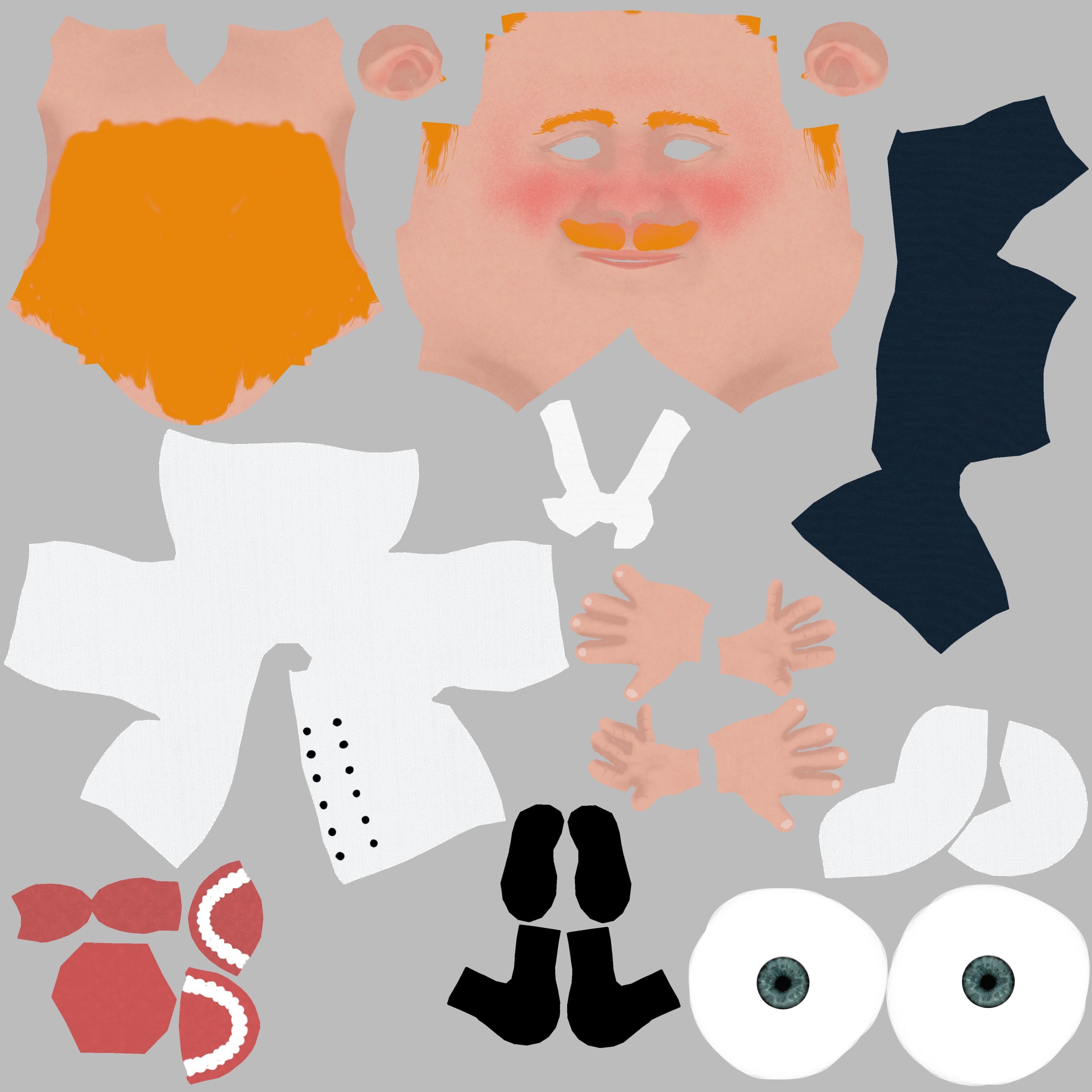 Chef caricature  Low-poly 3D model_19