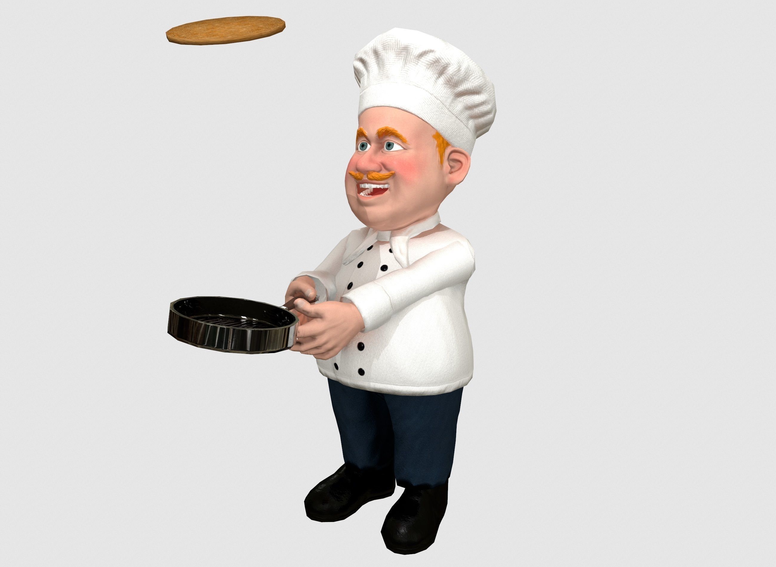 Chef caricature  Low-poly 3D model_3