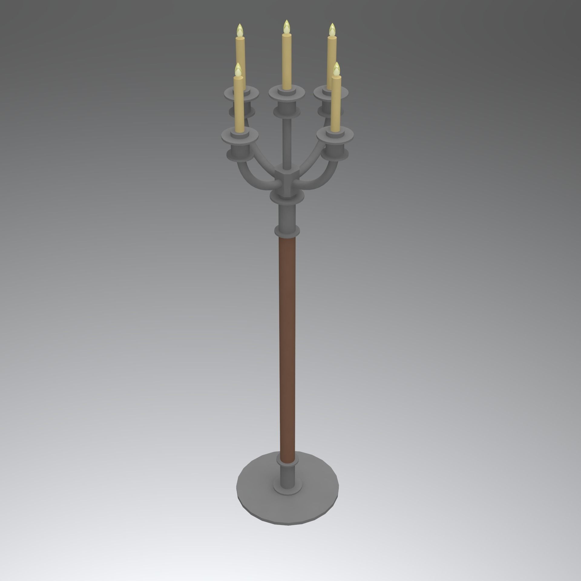 Floor standing candle holder old school architectural lighting Low-poly 3D model_3