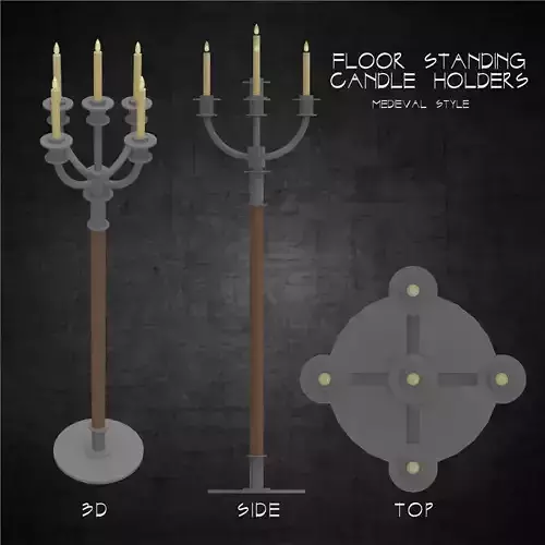Floor standing candle holder old school architectural lighting Low-poly 3D model