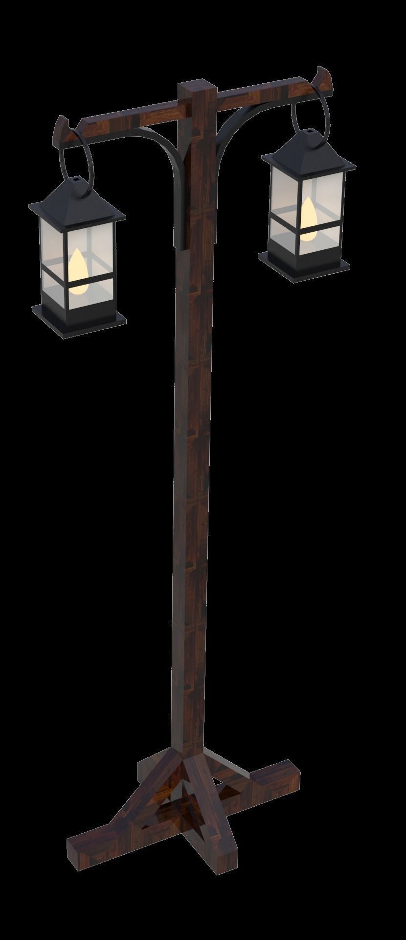 Gas lamps floor standing architectural scene lighting medieval Low-poly 3D model_3