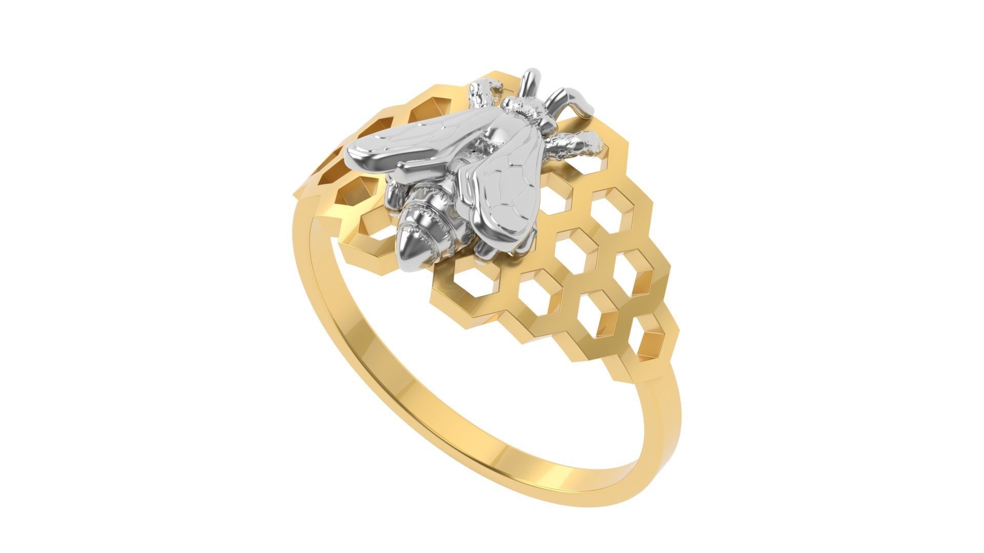 Bee Ring 15 SIZES  3D print model_3
