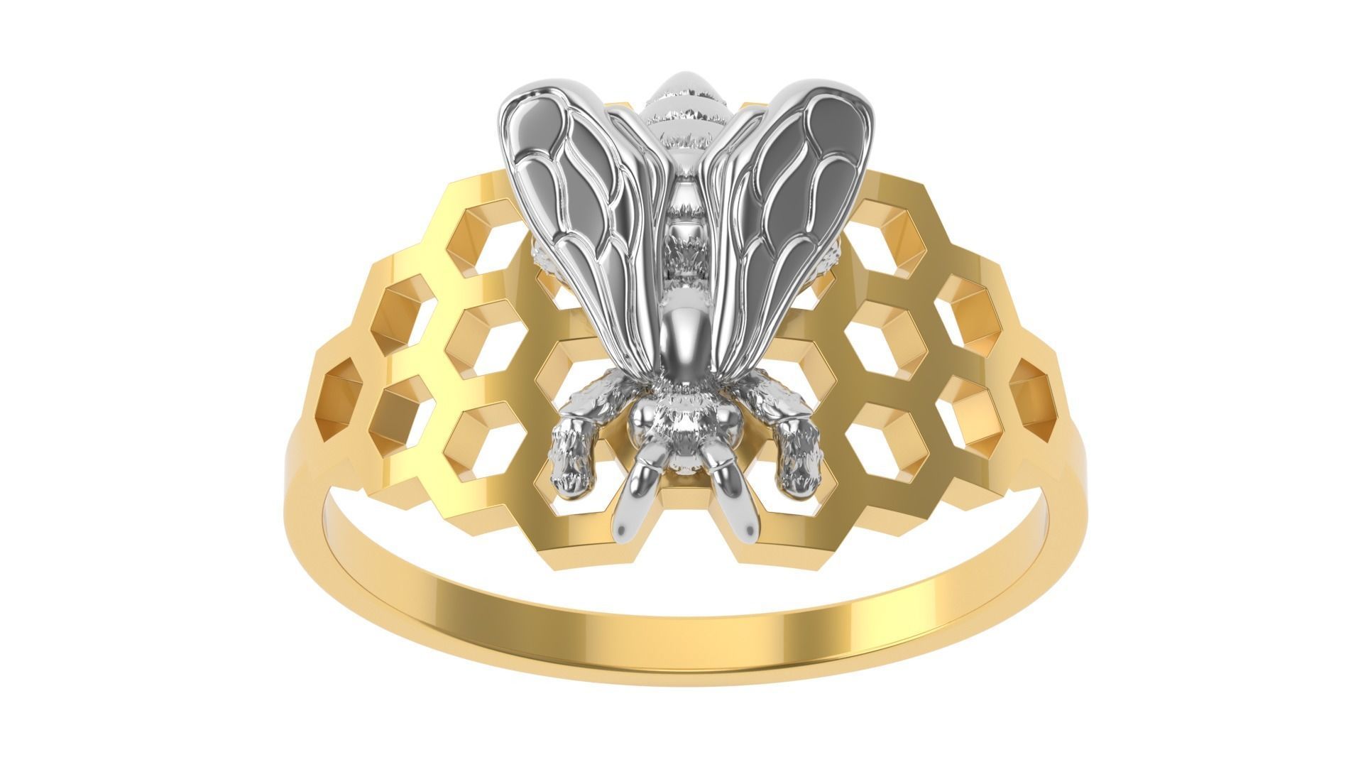 Bee Ring 15 SIZES  3D print model_10