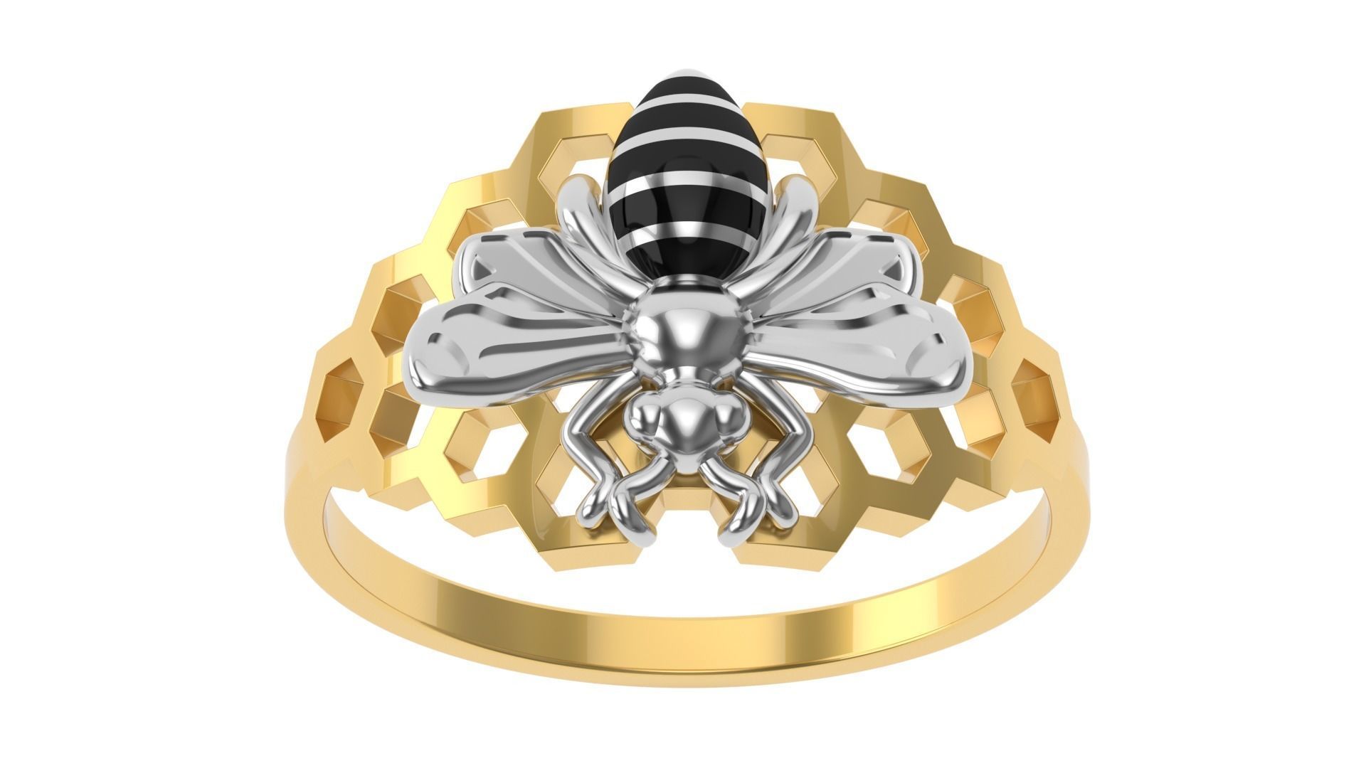 Bee Ring 15 SIZES  3D print model_11