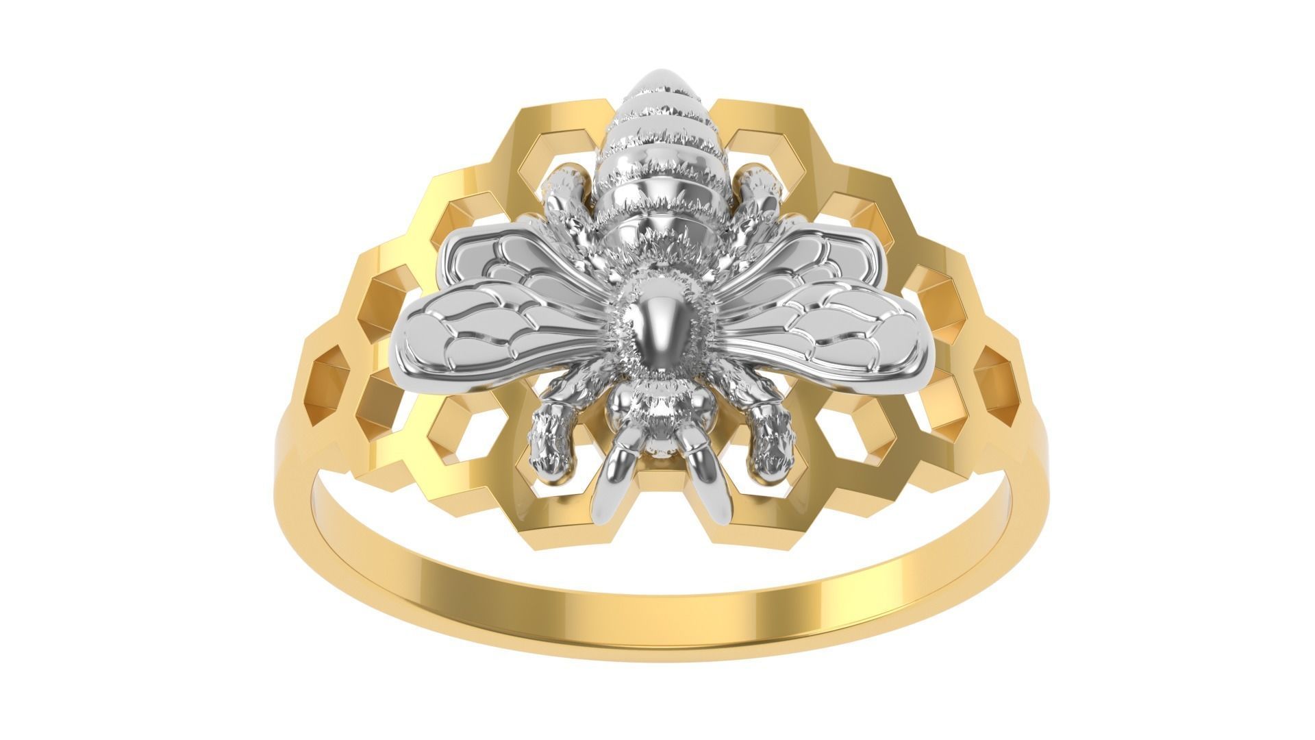 Bee Ring 15 SIZES  3D print model_12