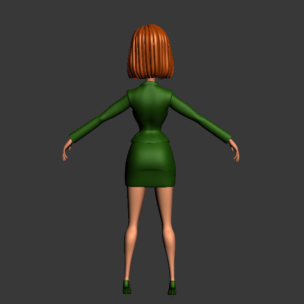 Business Woman 03 Cartoon Rigged 3D model_10