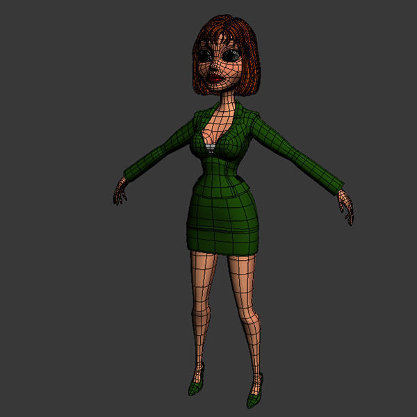 Business Woman 03 Cartoon Rigged 3D model_6