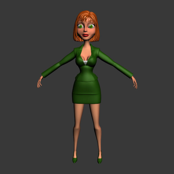 Business Woman 03 Cartoon Rigged 3D model_7