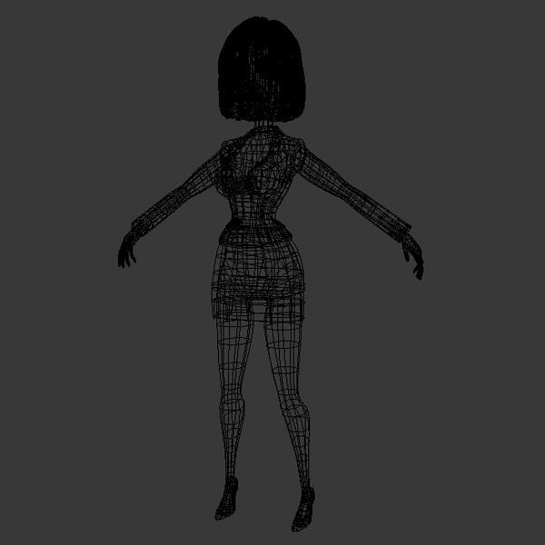 Business Woman 03 Cartoon Rigged 3D model_5