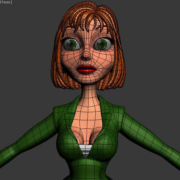Business Woman 03 Cartoon Rigged 3D model_14