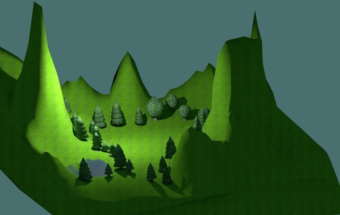 Natural landscape Low-poly 3D model_10