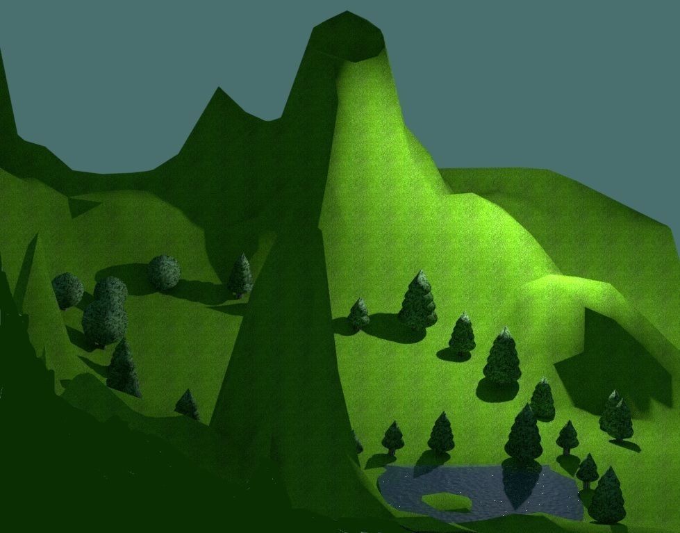 Natural landscape Low-poly 3D model_3