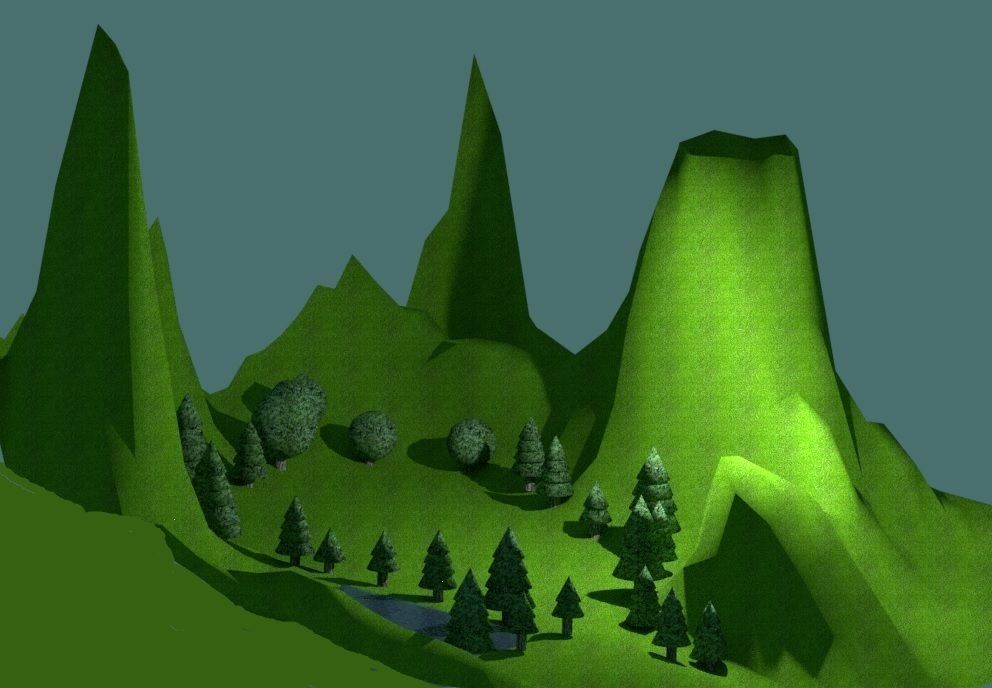 Natural landscape Low-poly 3D model_1