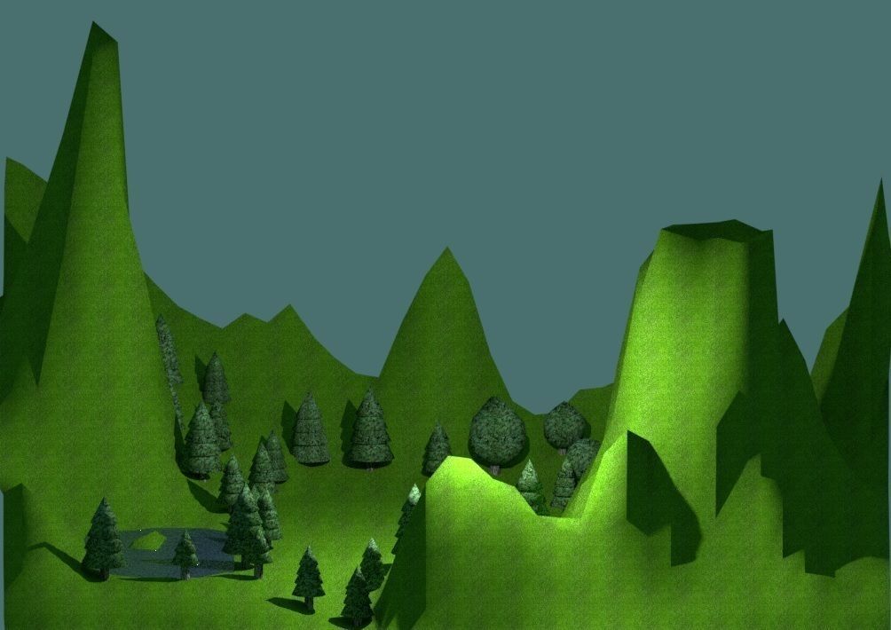 Natural landscape Low-poly 3D model_2