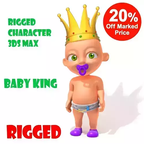 Baby King Cartoon Rigged 3D model