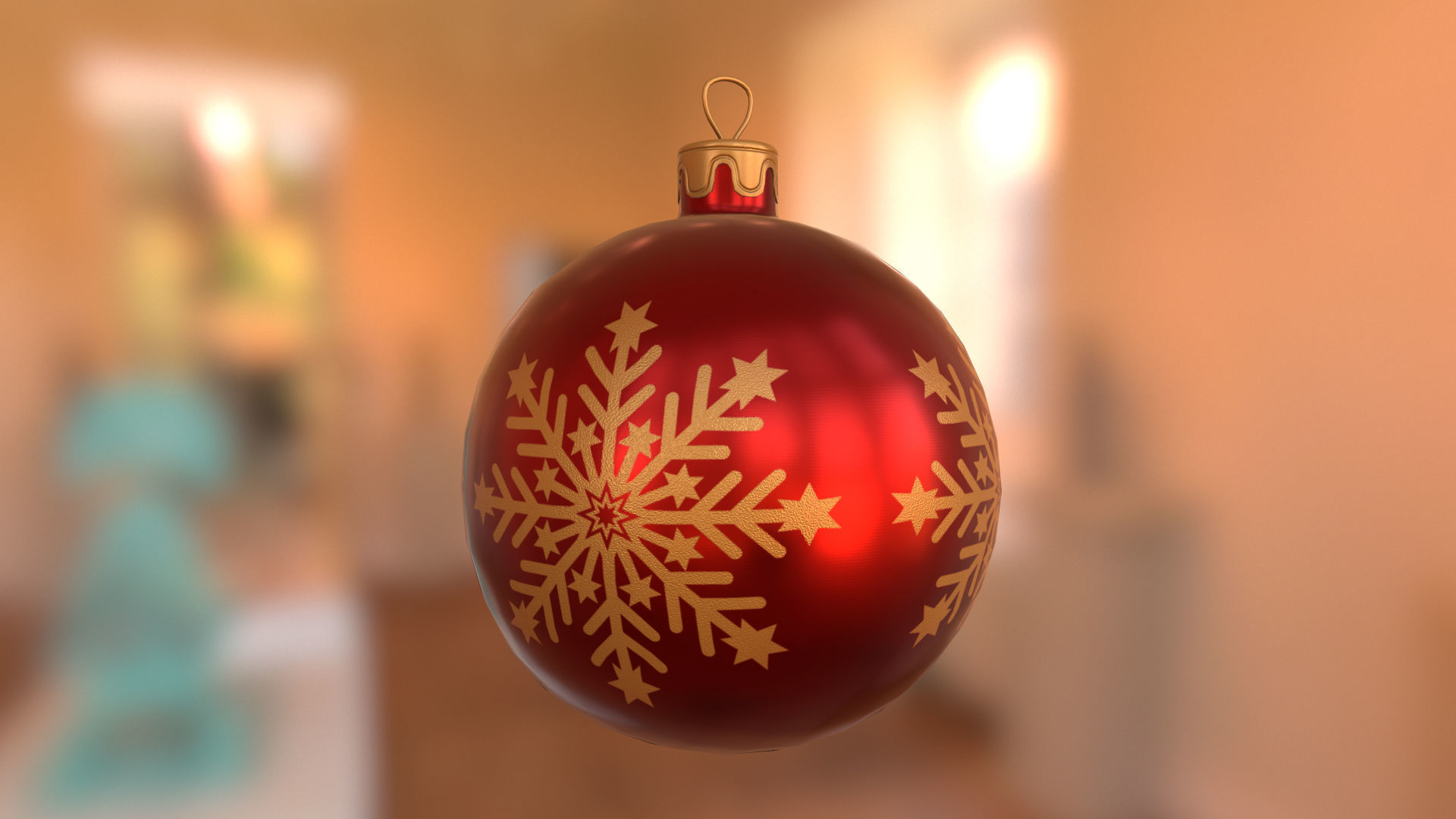 Red Christmas Balls 3D model_11
