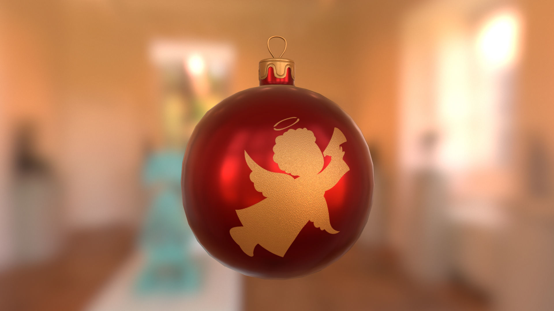 Red Christmas Balls 3D model_10