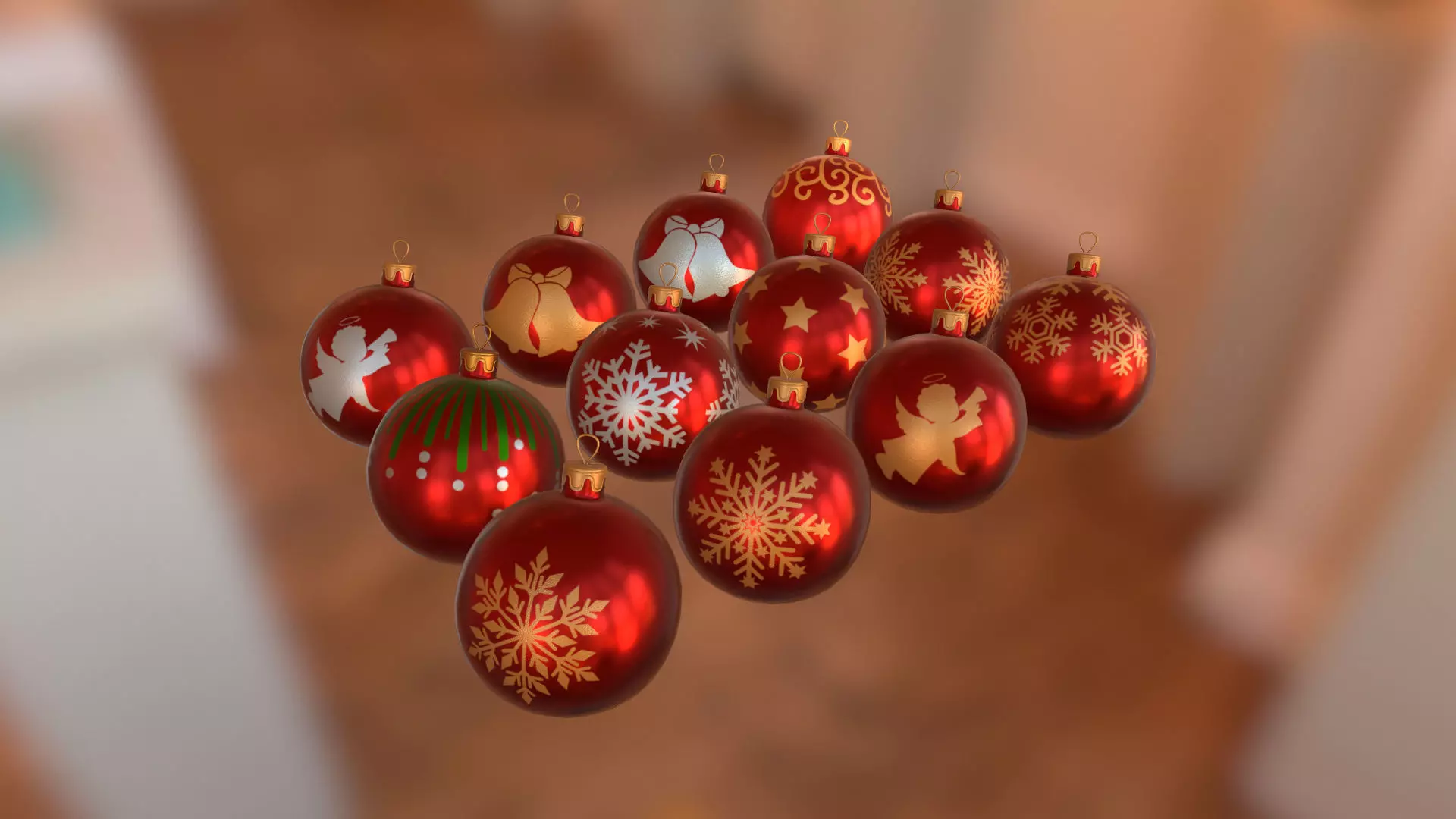Red Christmas Balls 3D model_0