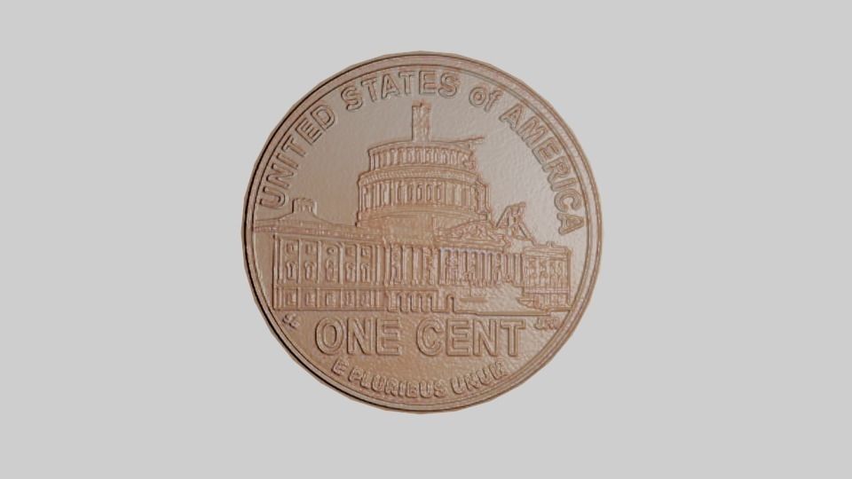 Coin - one US cent Low-poly 3D model_1