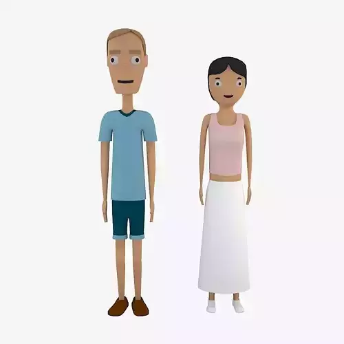 Cartoon Boy and Girl 3D model