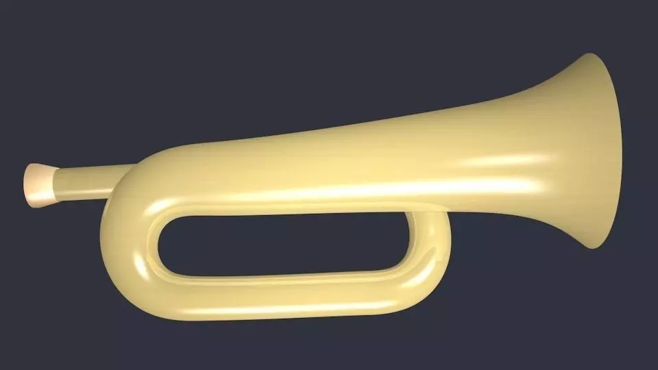 Bugle trumpet Low-poly 3D model_0